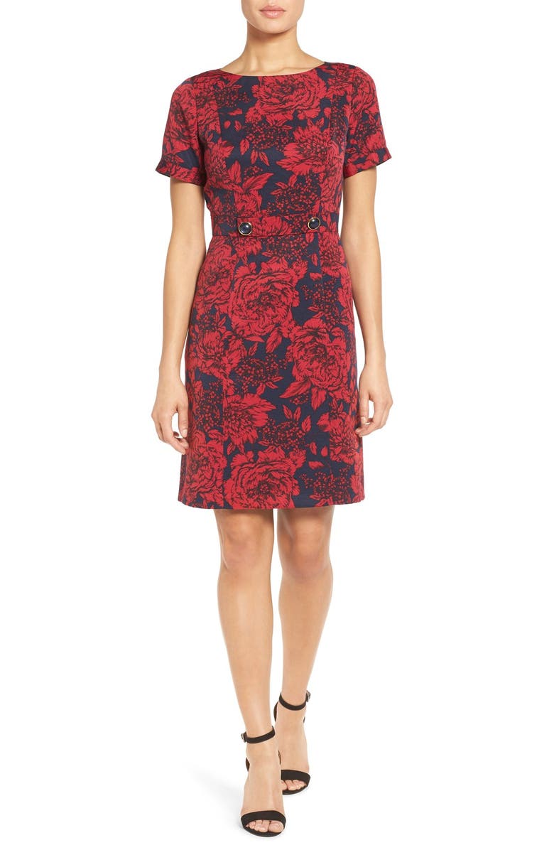 Adrianna Papell Embellished Jacquard Sheath Dress, Alternate, color,