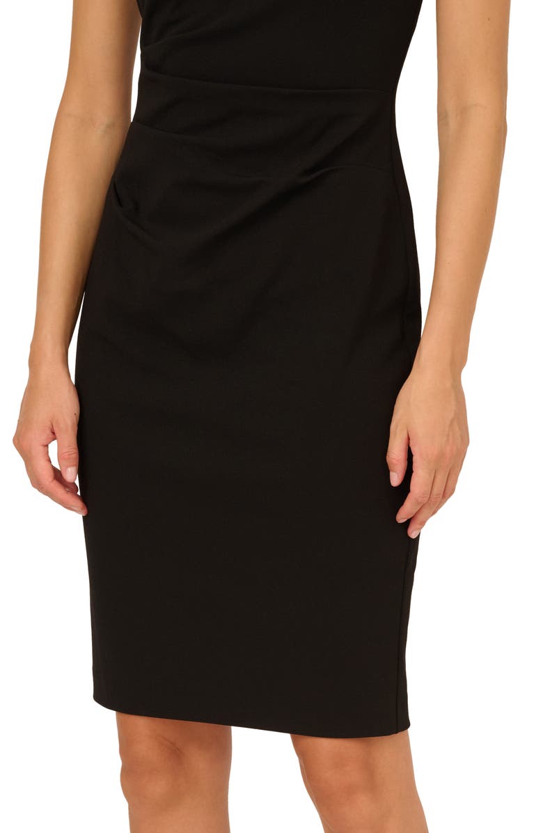 Adrianna Papell Beaded Petal Sleeve Sheath, Alternate, color, Black/ Ivory