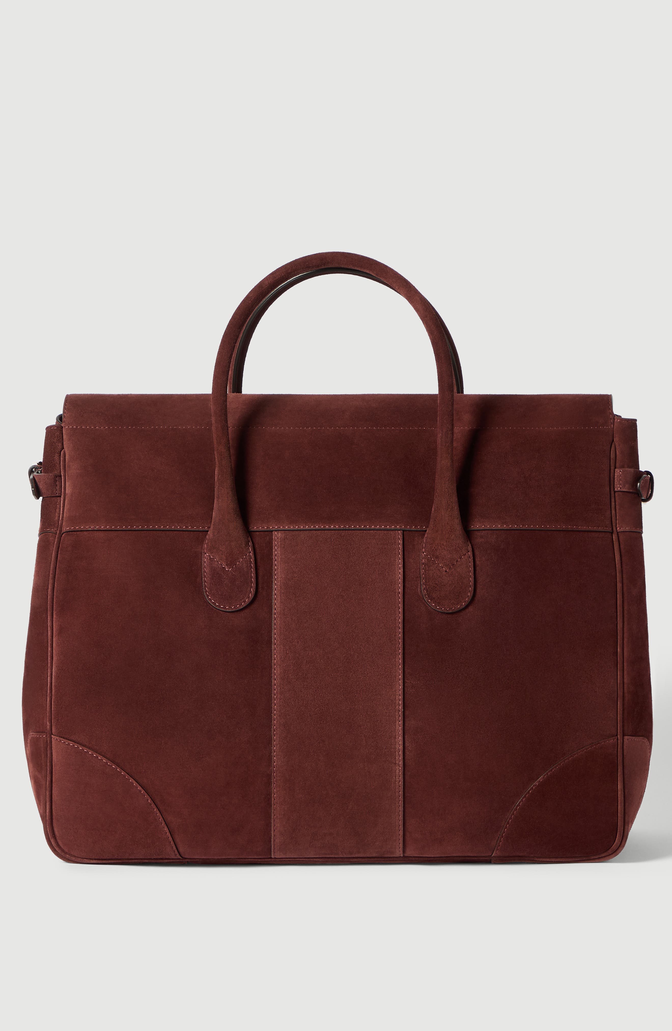 Brunello Cucinelli Suede boston bag, Alternate, color, Burgundy