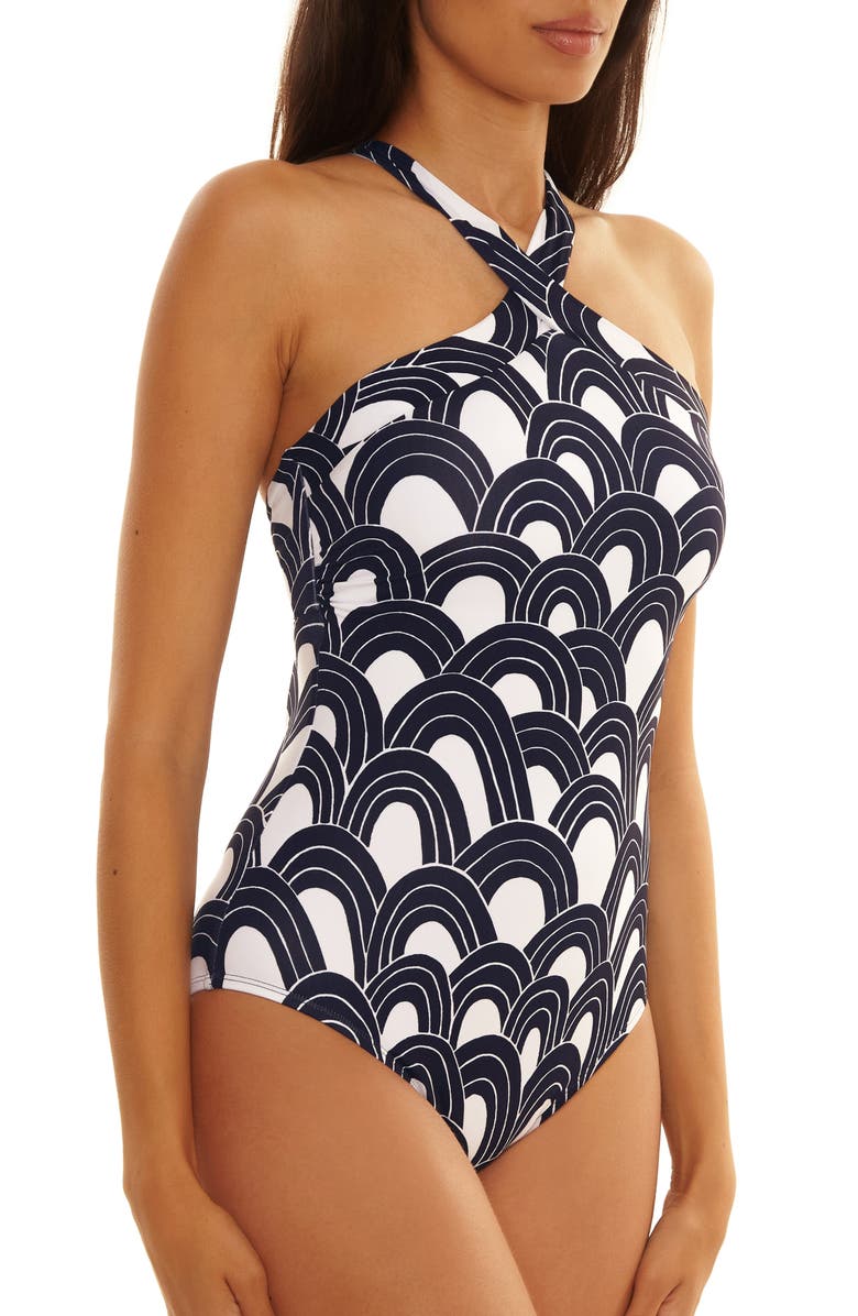Trina Turk Halter One-Piece Swimsuit, Alternate, color, Arches