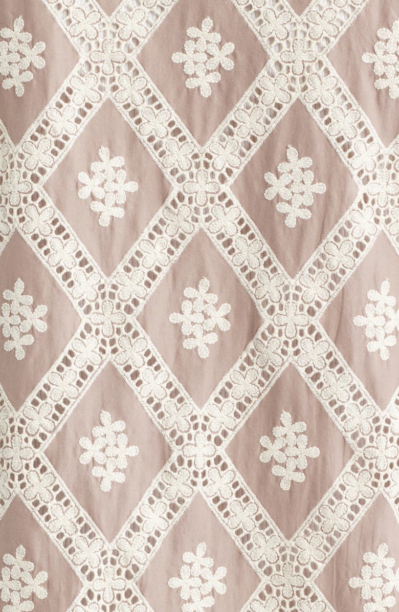 Wax London Didcot Diamond Lace Inset Button-Up Camp Shirt, Alternate, color, Taupe / Ecru