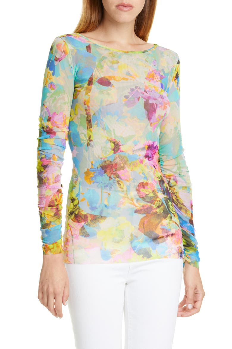Floral Long Sleeve Top, Main, color, LIMPIDO
