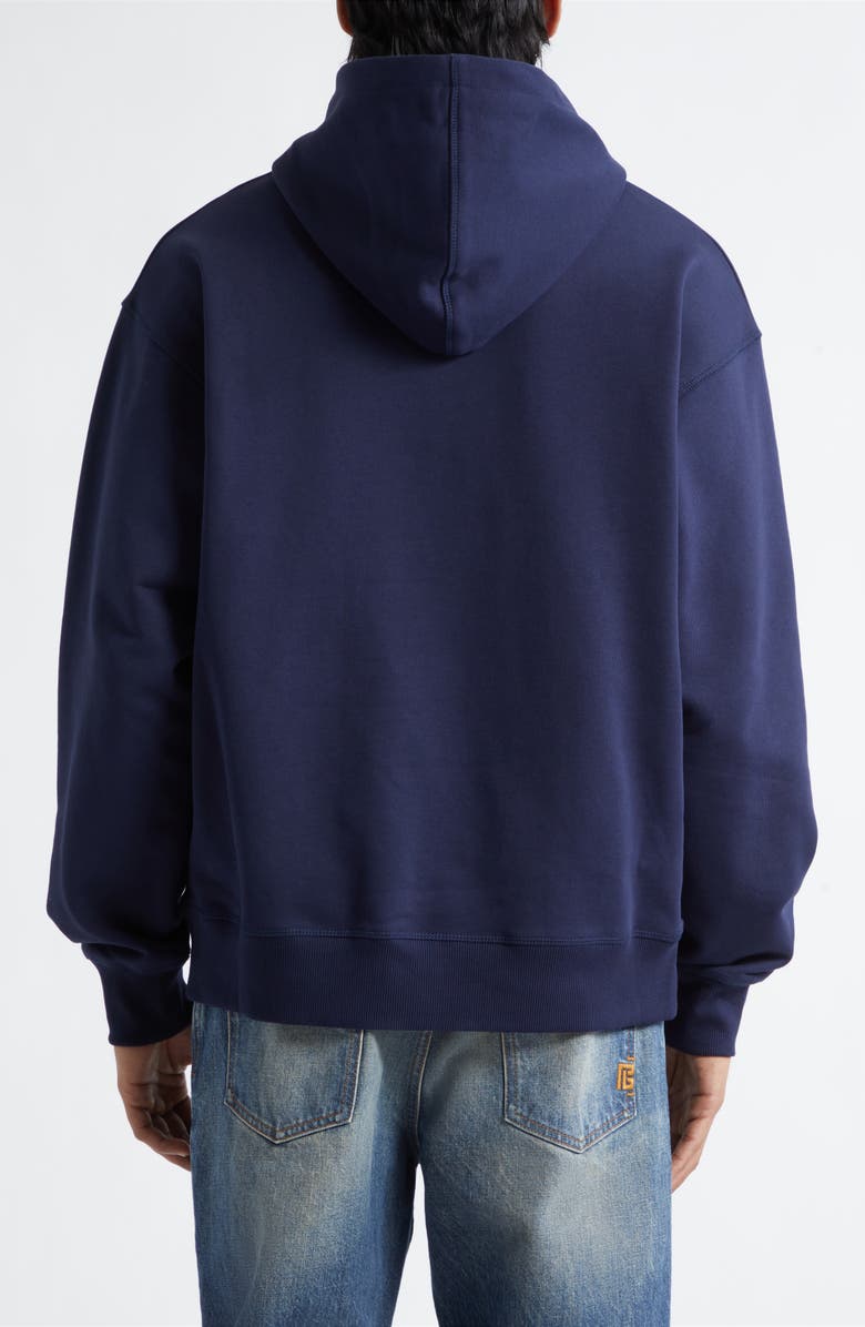 Balmain Paris Brush Logo Fleece Hoodie, Alternate, color, Siv Navy/ White