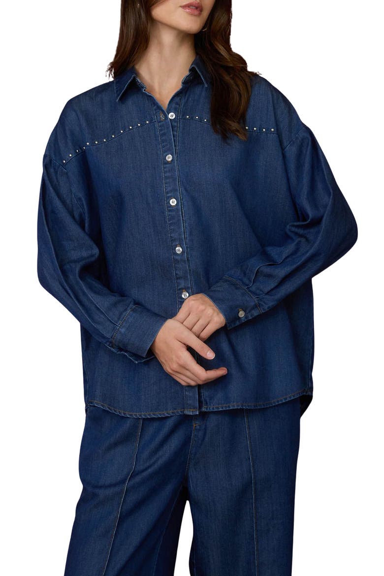 Denim Long Sleeve Button Down Shirt, Main, color, DENIM
