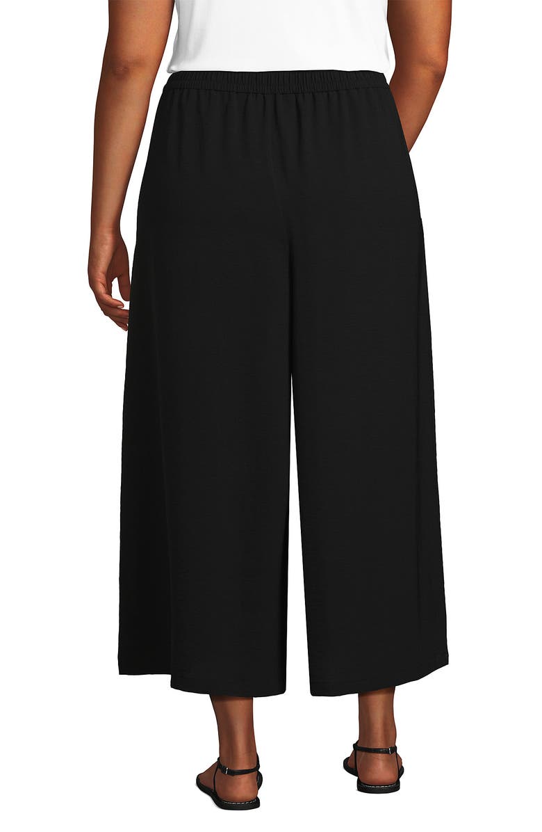 Lands' End Creaseless High Rise Palazzo Crop Pants, Alternate, color, Black