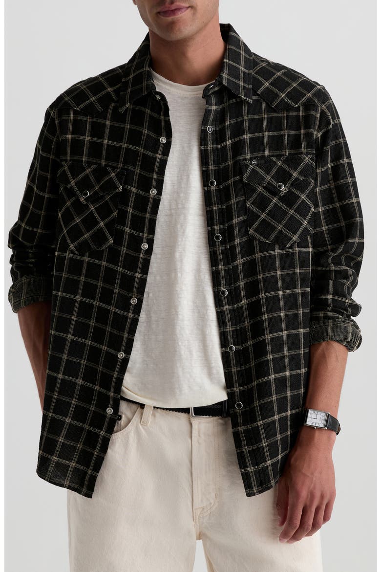 Huston Plaid Cotton Western Shirt, Main, color, BLACK MULTI