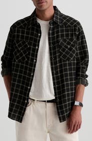 AG Huston Plaid Cotton Western Shirt