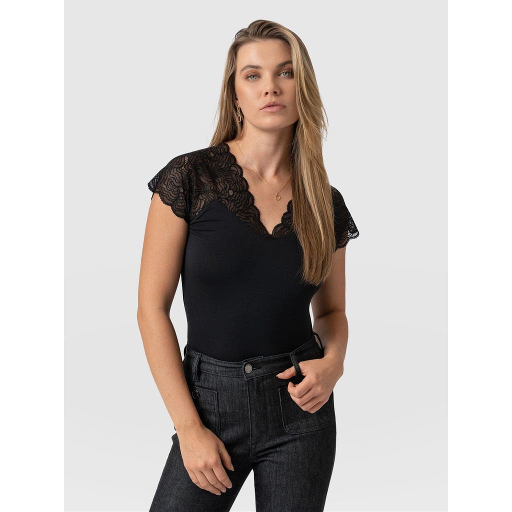 Saint And Sofia Saint + Sofia Sophia Lace Tee In Black
