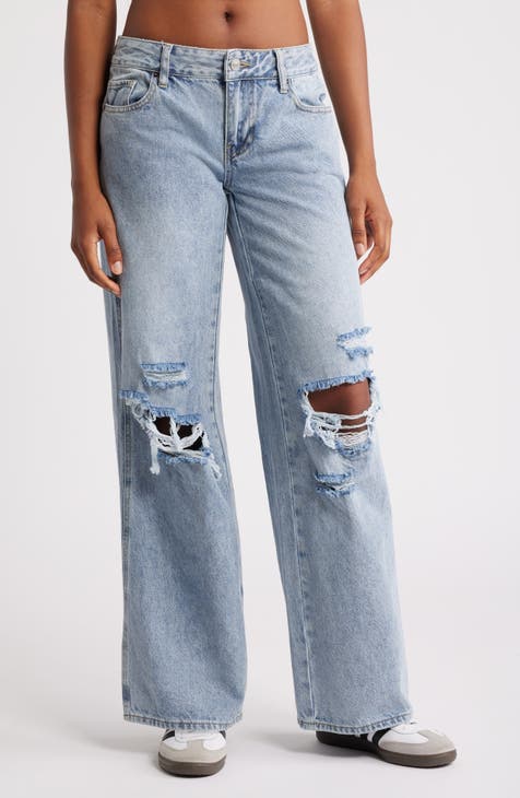 Hepburn II Ripped Baggy Low Rise Straight Leg Jeans