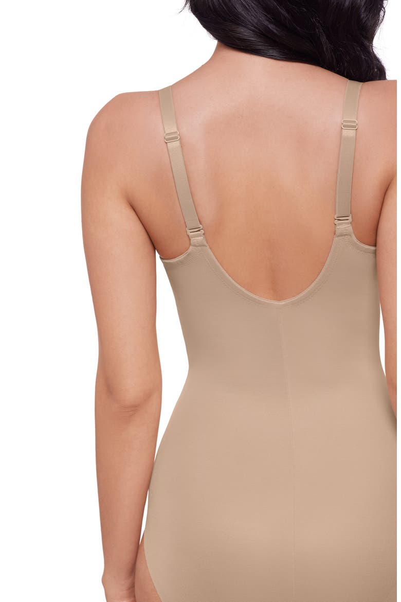 Sheer Mesh Trim Underwire Shaping Bodysuit, Alternate, color, WARM BEIGE