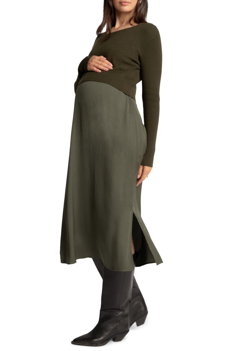 Maternity Sweater & Dress Set, Main, color, LIGHT/ PASTEL BROWN