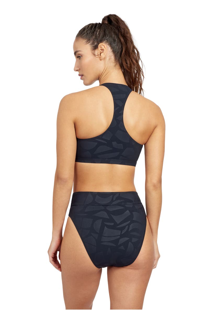 Free Sport by Gottex Geo Club High Neck Bikini Swim Top with Zipper, Alternate, color, 