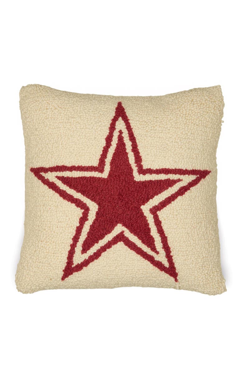 AMITY HOME 'Red Star' Hooked Wool Pillow, Main, color, 