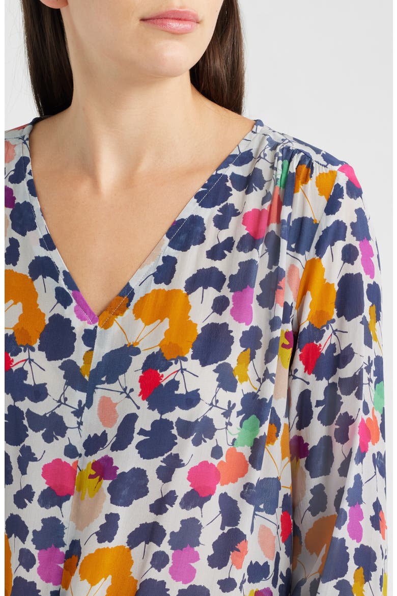 Print Tie Front Top, Alternate, color, NAVY MULTI