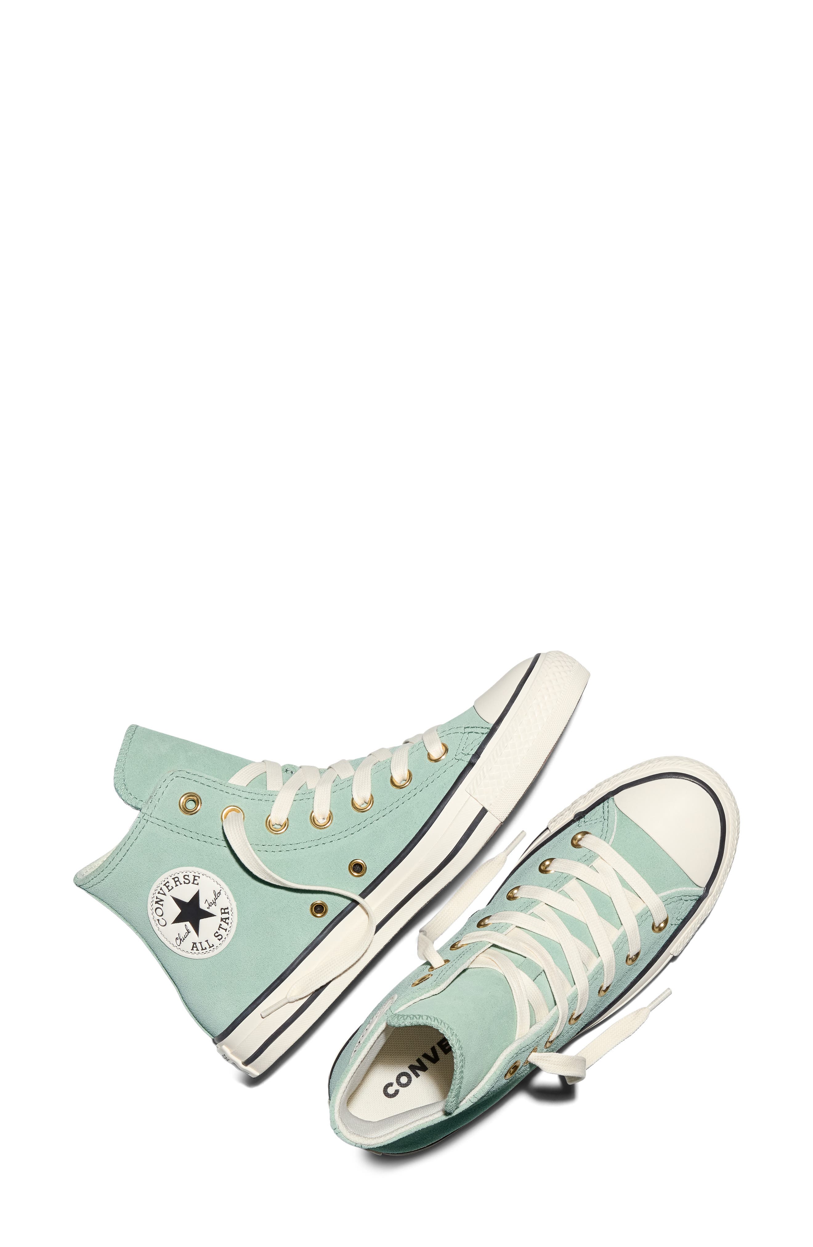 Converse Gender Inclusive Chuck Taylor All Star Suede High Top Sneaker, Alternate, color, Thyme Again/ Egret/ Black