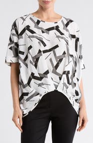 PATRIZIA LUCA Geometric Print V-Neck Top