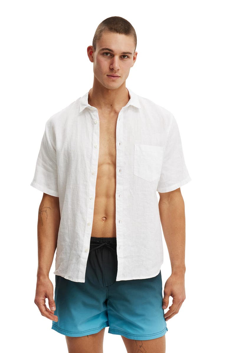 Cotton On Men's Stretch Swim Short, Alternate, color, Black Blue Fade