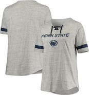 PROFILE Women's Heathered Gray/Navy Penn State Nittany Lions Plus Size Lace-Up V-Neck T-Shirt