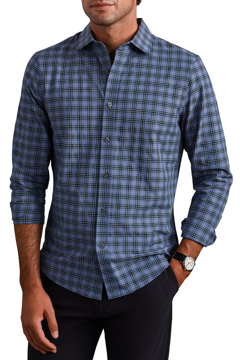 State of Mind Slim Fit Plaid Performance Shirt, Main, color, VINTAGE INDIGO PLAID