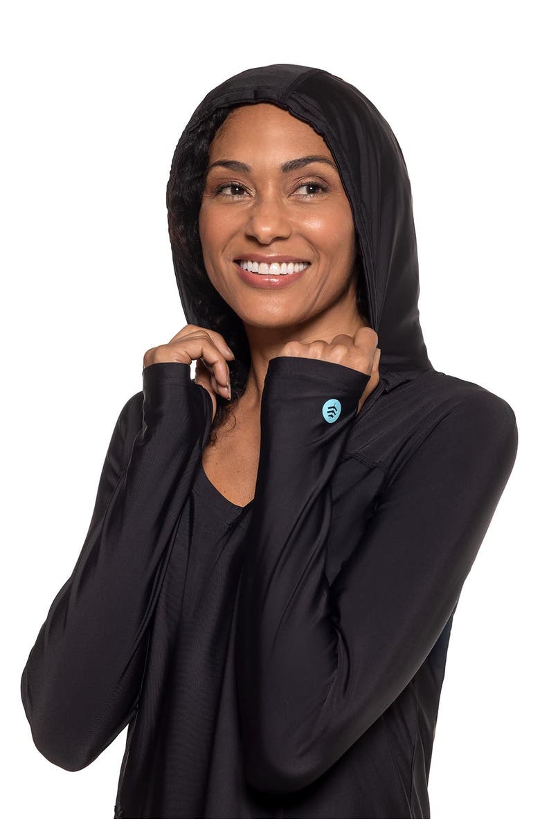 Coolibar Seacoast Hooded Cover-Up Dress, UPF 50+ Sun Protection, Alternate, color, Black