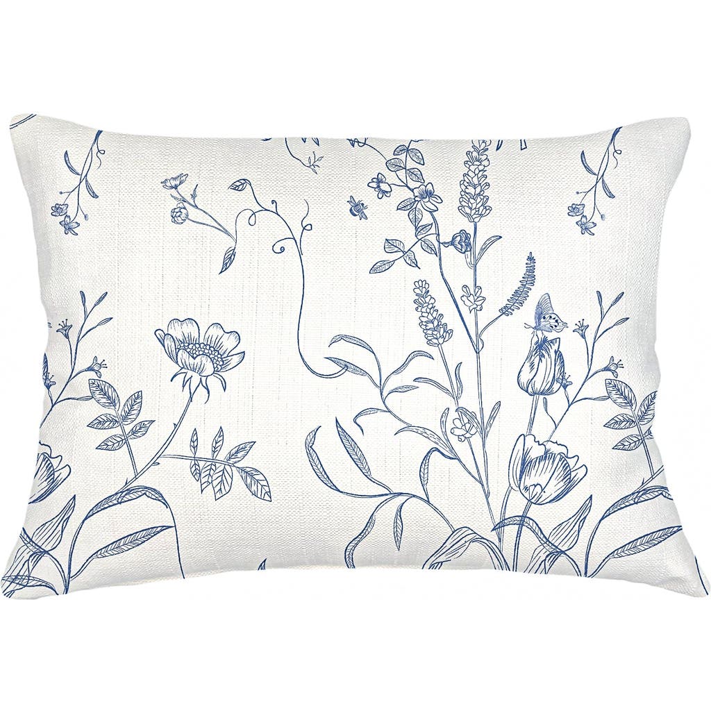 Anaya English Garden Linen Pillow With Down Insert In Blue