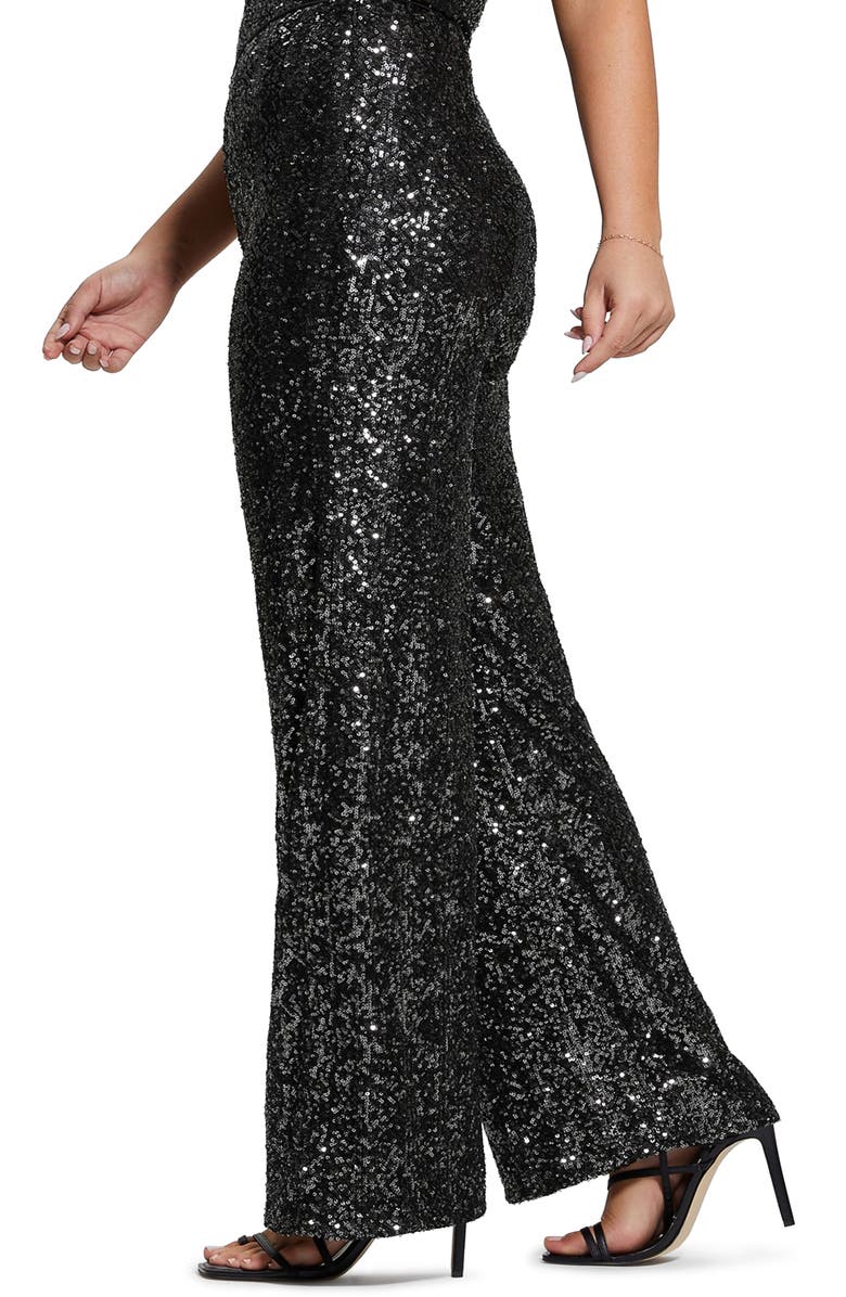 GUESS Sereh Sequin High Waist Pants, Alternate, color, 
