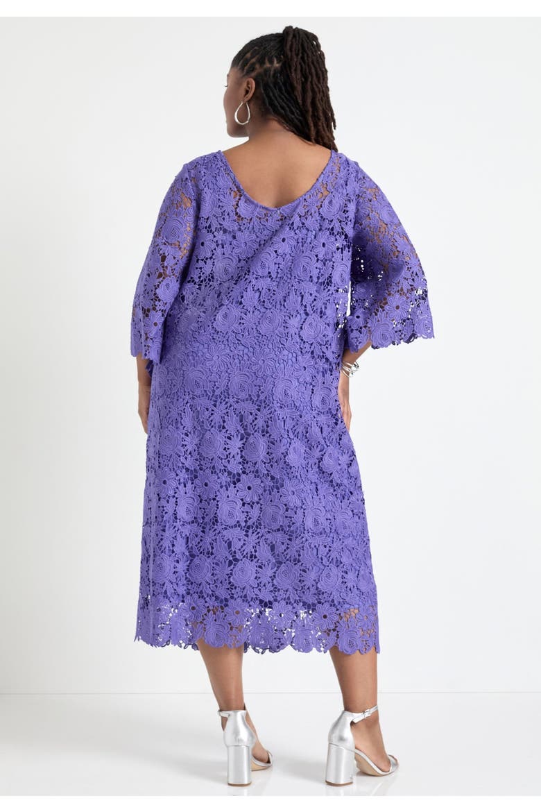 Bell Sleeve Lace Midi Dress, Alternate, color, BLUE IRIS