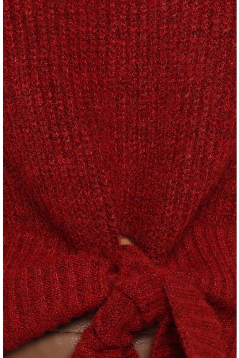 Captivate Tie Hem Sweater, Alternate, color, RED