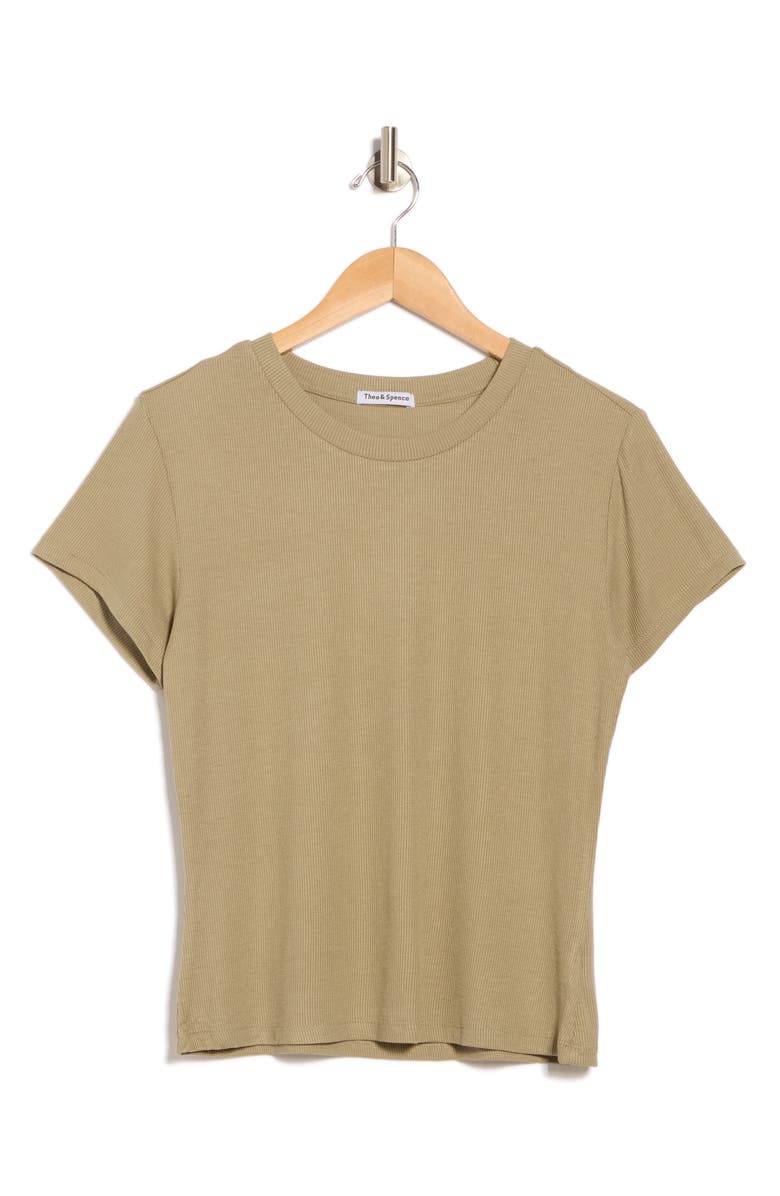 Sweet Romeo Ribbed Crewneck T-Shirt, Alternate, color, Moss