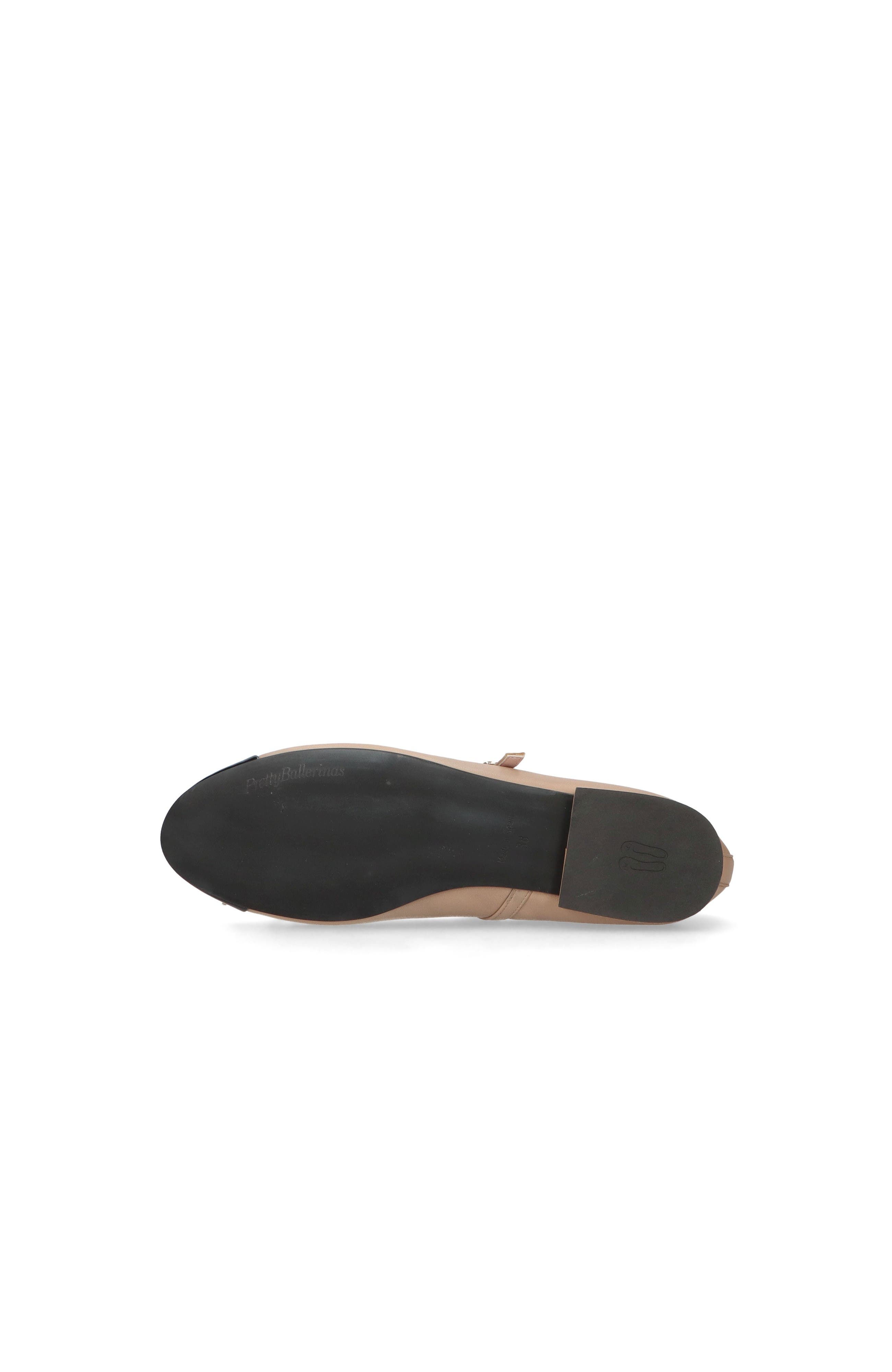 Pretty Ballerinas Round Toe Strap Ballet Flat With Heel, Alternate, color, Beige