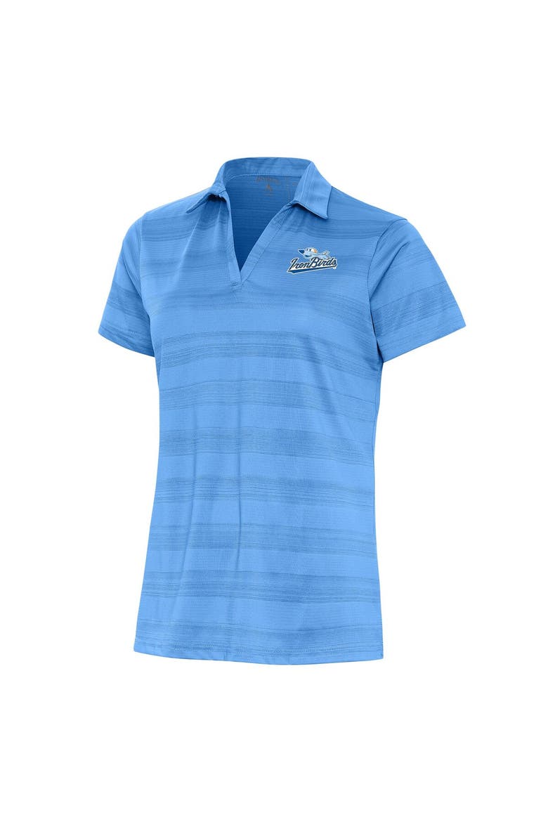 Women's Antigua Powder Blue Aberdeen IronBirds Compass Polo, Main, color, Powder Blue