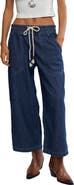 Free People Easy Peasy Wide Leg Mid Rise Denim Drawstring Pants