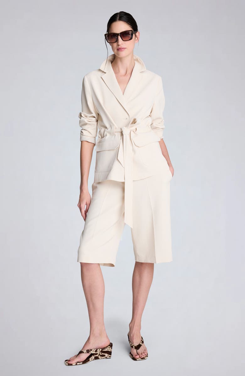 Kenneth Cole Vision Belted Stretch Twill Jacket, Alternate, color, Oyster