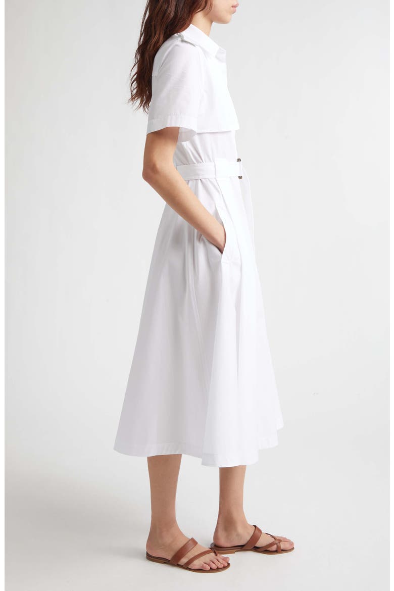 Tanya Belted Cotton Poplin Midi Shirtdress, Alternate, color, OPTIC WHITE