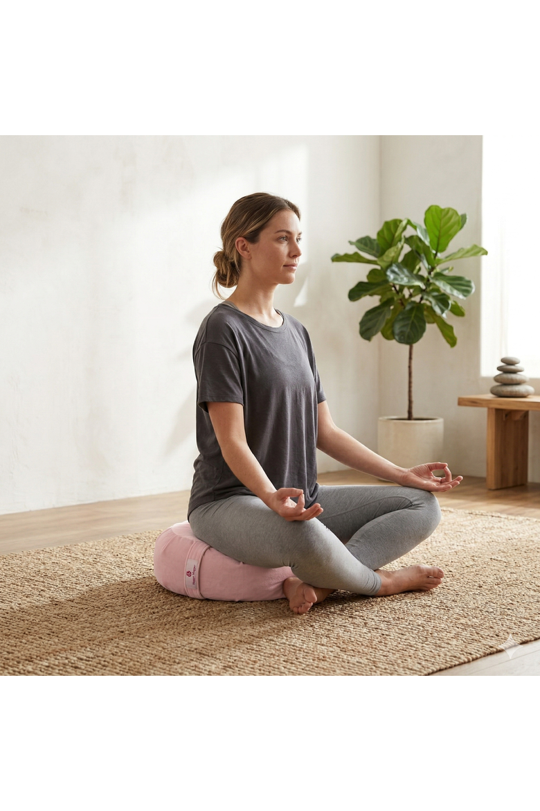 Zafu Meditation Cushion, Alternate, color, Pink Ribbon