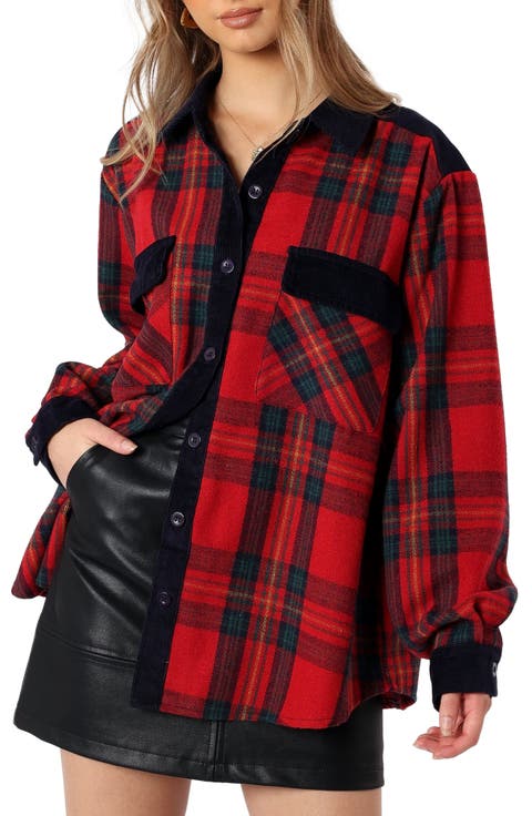 Lucille Corduroy Trim Plaid Shacket