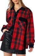 Petal & Pup Lucille Corduroy Trim Plaid Shacket