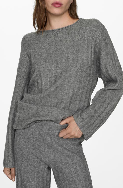 Mango Knitted Pyjama Trousers Medium Heather Grey In Medium Heather Grey