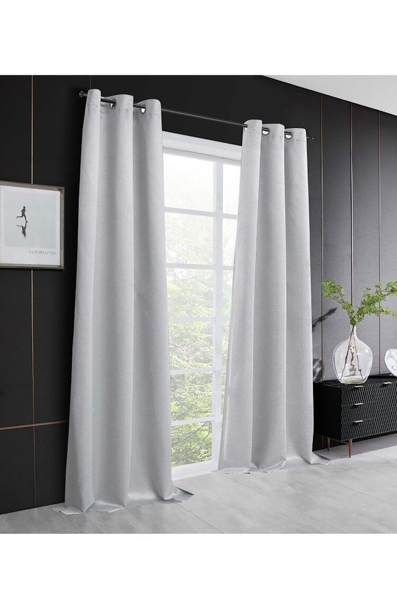 DAINTY HOME Stars Set of 2 Metallic Panel Curtains, Main, color, Silver