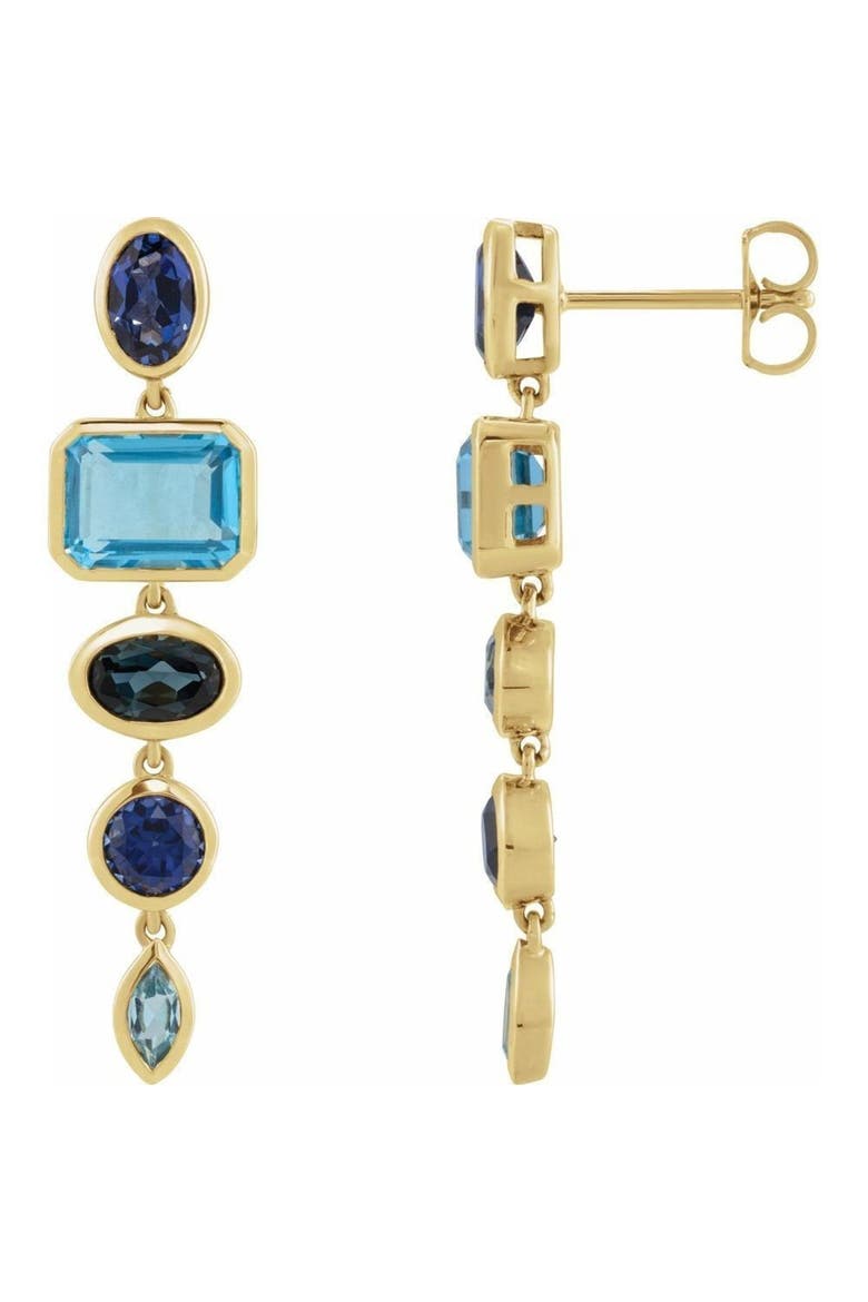 Sapphire & Topaz Dangle Earrings in 14K Gold, Main, color, Gold