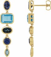 Ivy & Pearl Co. Sapphire & Topaz Dangle Earrings in 14K Gold