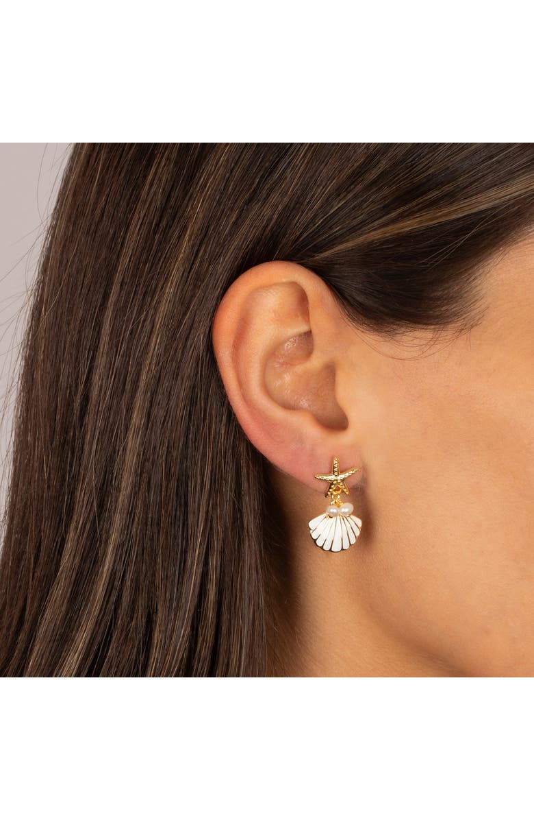 BY ADINA EDEN Nautical Pearl Accent Drop Stud Earring, Alternate, color, Gold