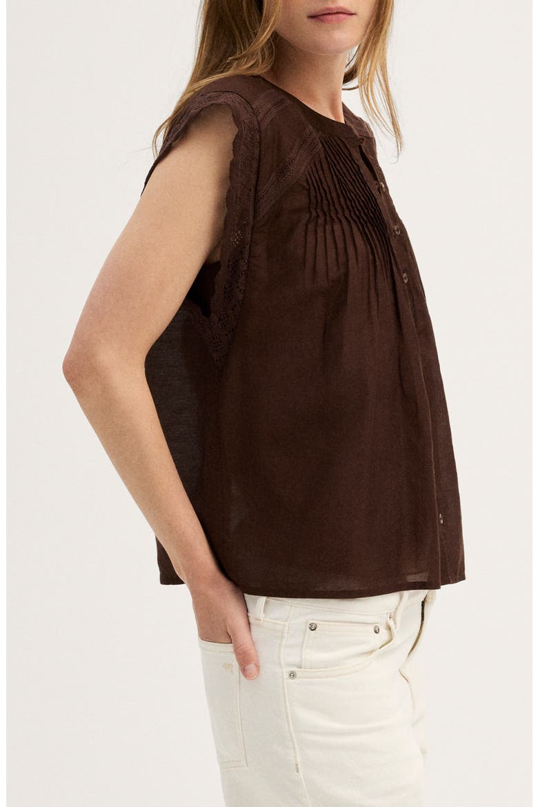 Lace Trim Sleeveless Top, Alternate, color, DARK CHICORY