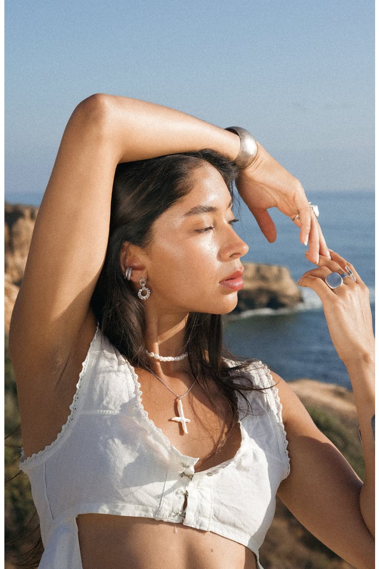 Railay Drop Earrings, Alternate, color, SILVER