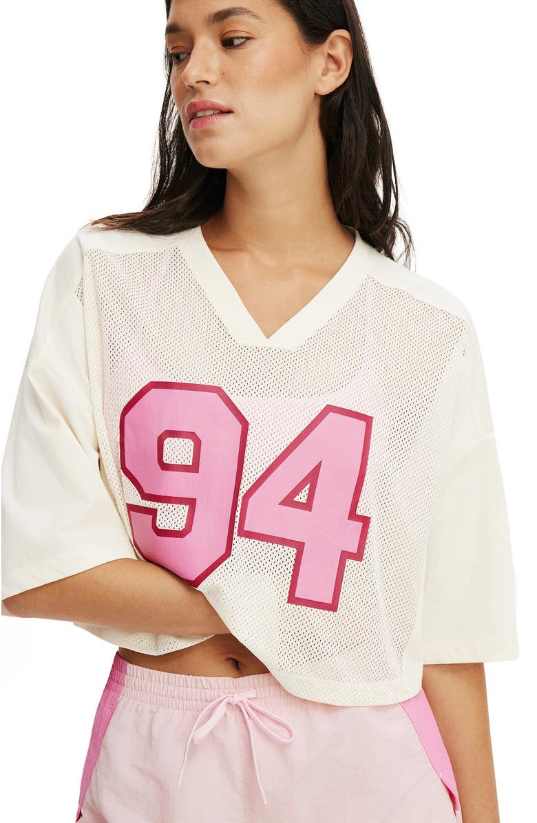 Body Women's Active Mesh Cropped Graphic Tee, Alternate, color, Coconut Milk