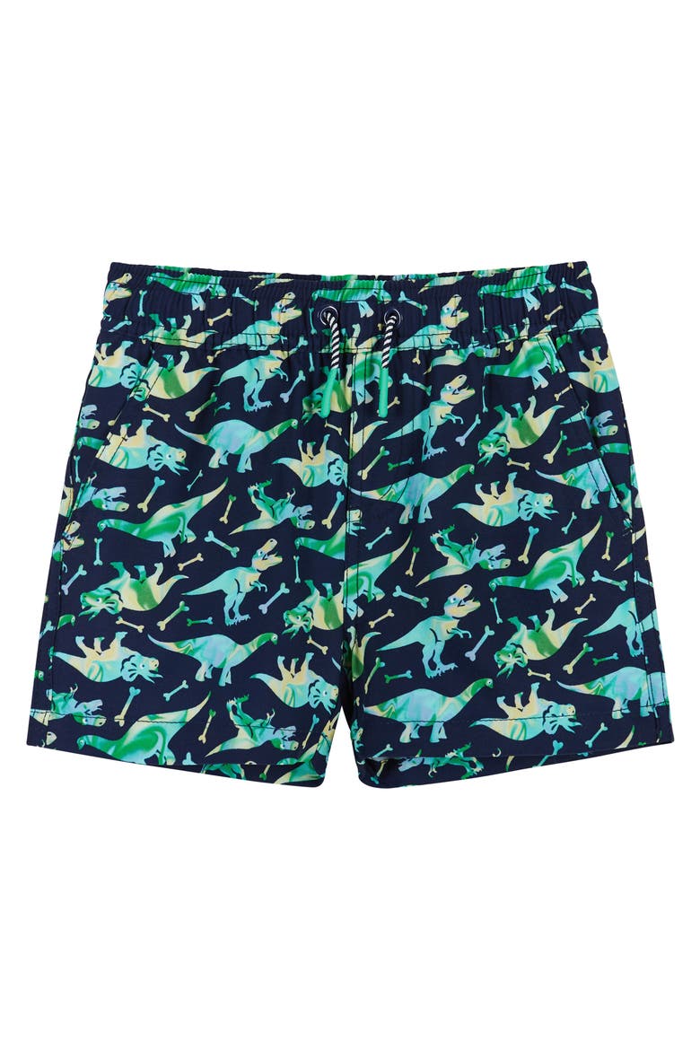 Dinosaur Rashguard T-Shirt & Swim Shorts Set, Alternate, color, NAVY