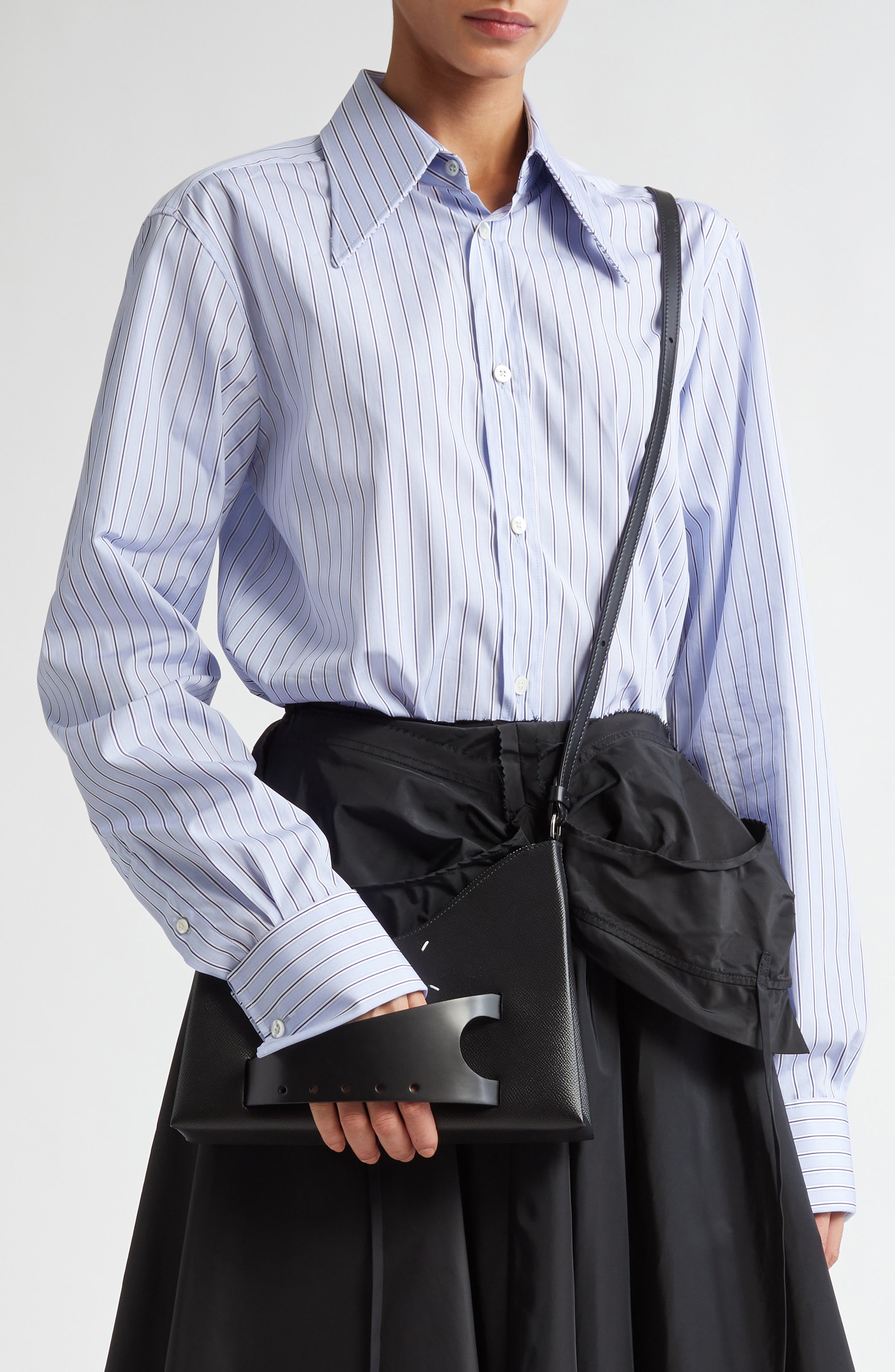 Maison Margiela Small Snatched Leather Shoulder Bag, Alternate, color, 