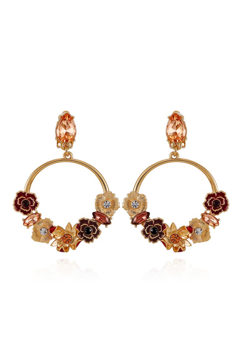 Floral Drop Clip-On Earrings, Alternate, color, GOLD TONE