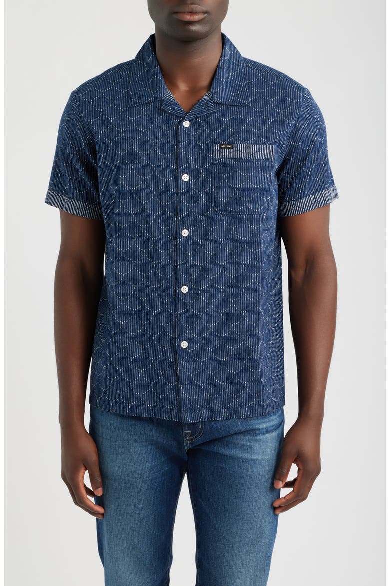 Scales Woven Camp Shirt, Main, color, NAVY