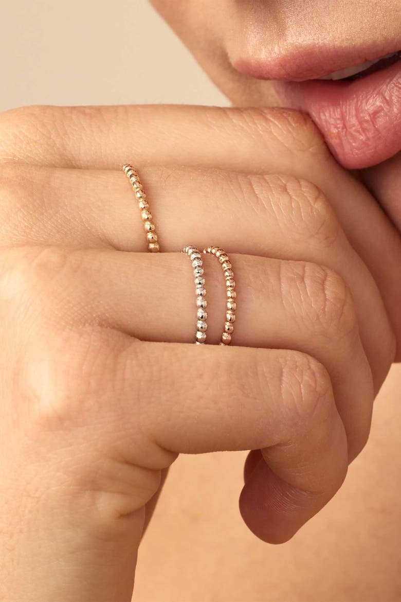 14K Gold Have a Ball Stack Ring, Alternate, color, White Gold